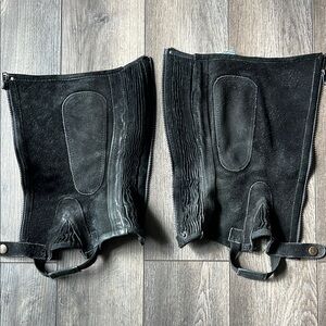 Black Suede Riding Half Chaps